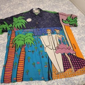 RARE VINTAGE 1986 ESPRIT MEN'S SHIRT w/JOEL RESNICOFF ILLUSTRATIONS